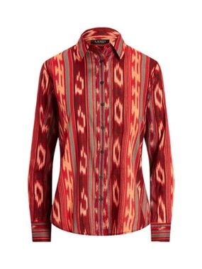 Geo-Striped Cotton Voile Shirt